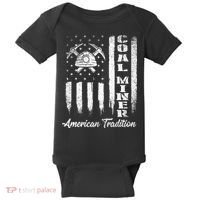 Coal Miner Usa Flag Patriotic Underground Mining Laborer Baby Bodysuit thumb 0