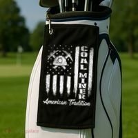 Coal Miner Usa Flag Patriotic Underground Mining Laborer Golf Towel thumb 2