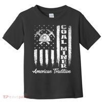 Coal Miner Usa Flag Patriotic Underground Mining Laborer Toddler T-Shirt thumb 0