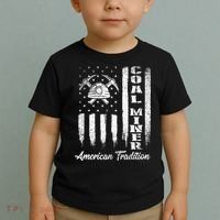 Coal Miner Usa Flag Patriotic Underground Mining Laborer Toddler T-Shirt thumb 2