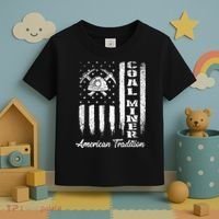 Coal Miner Usa Flag Patriotic Underground Mining Laborer Toddler T-Shirt thumb 3