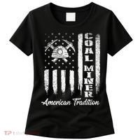 Coal Miner Usa Flag Patriotic Underground Mining Laborer Women's T-Shirt thumb 0