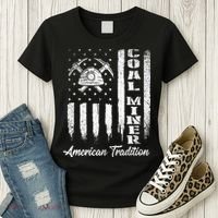 Coal Miner Usa Flag Patriotic Underground Mining Laborer Women's T-Shirt thumb 3