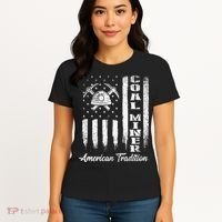 Coal Miner Usa Flag Patriotic Underground Mining Laborer Women's T-Shirt thumb 4
