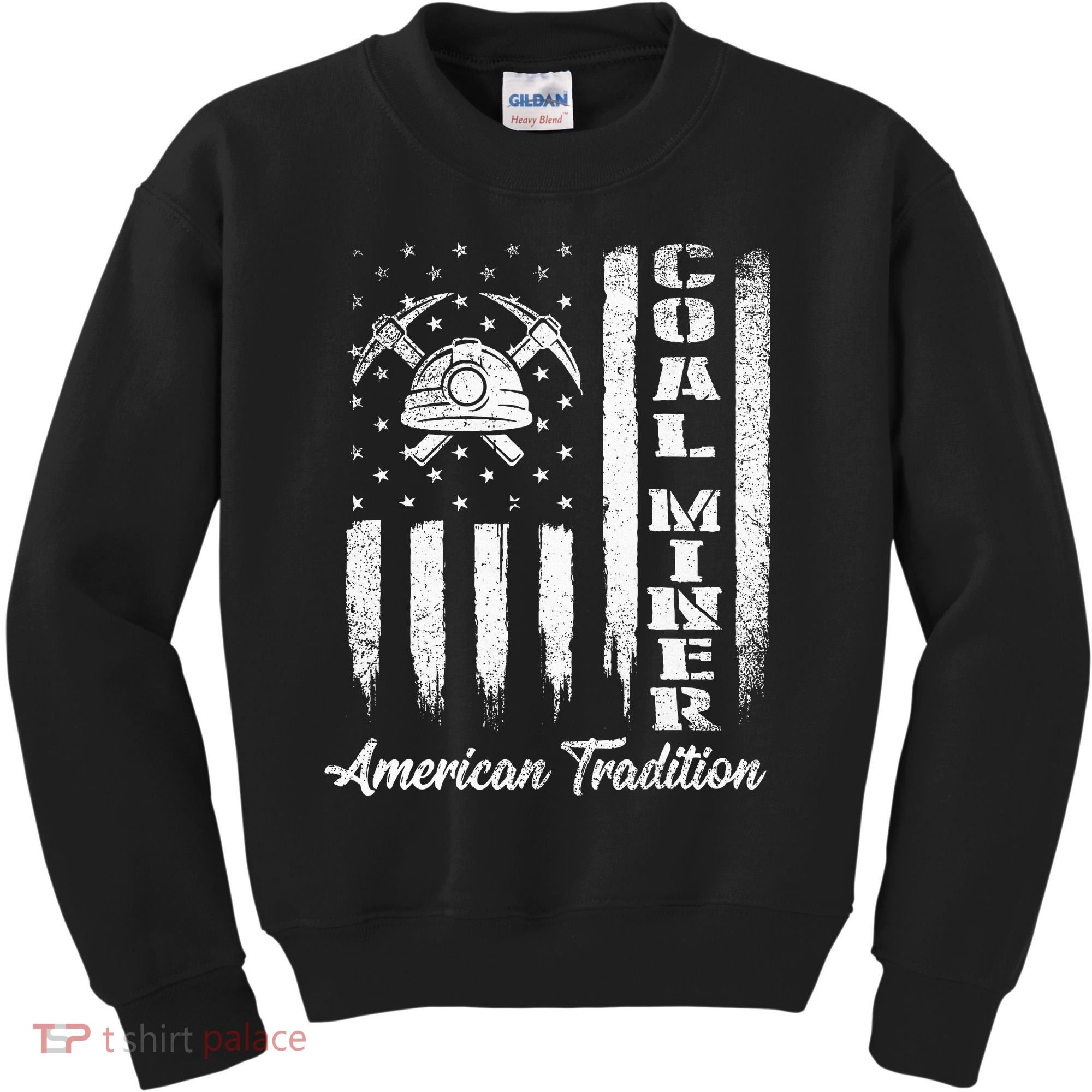 Coal Miner Usa Flag Patriotic Underground Mining Laborer Kids Sweatshirt