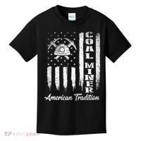 Coal Miner Usa Flag Patriotic Underground Mining Laborer Kids T-Shirt thumb 0