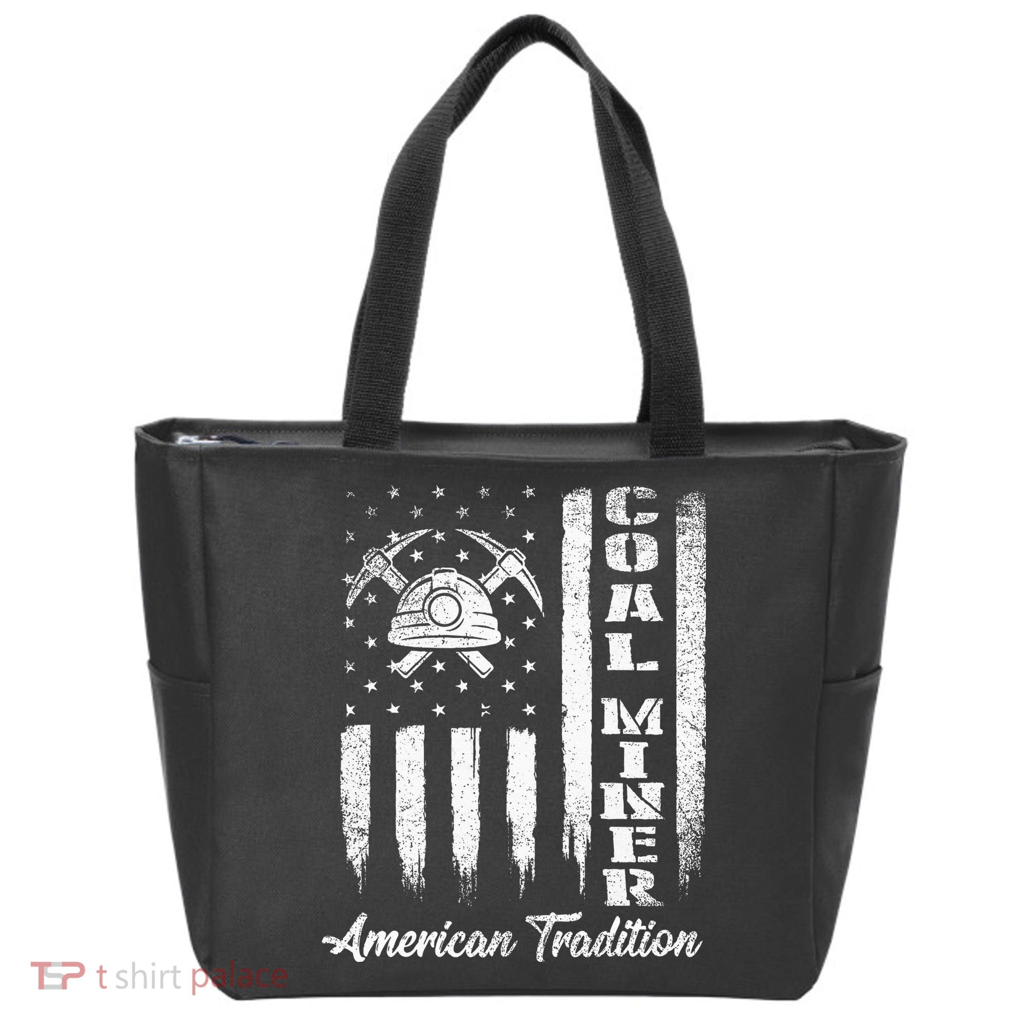 Coal Miner Usa Flag Patriotic Underground Mining Laborer Tote Bag