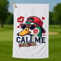 Call Me Valentines Duck Hunting Lover For Hunter Golf Towel thumb 1