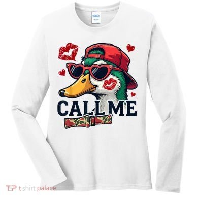 Call Me Valentines Duck Hunting Lover For Hunter Women's Long Sleeve Shirt