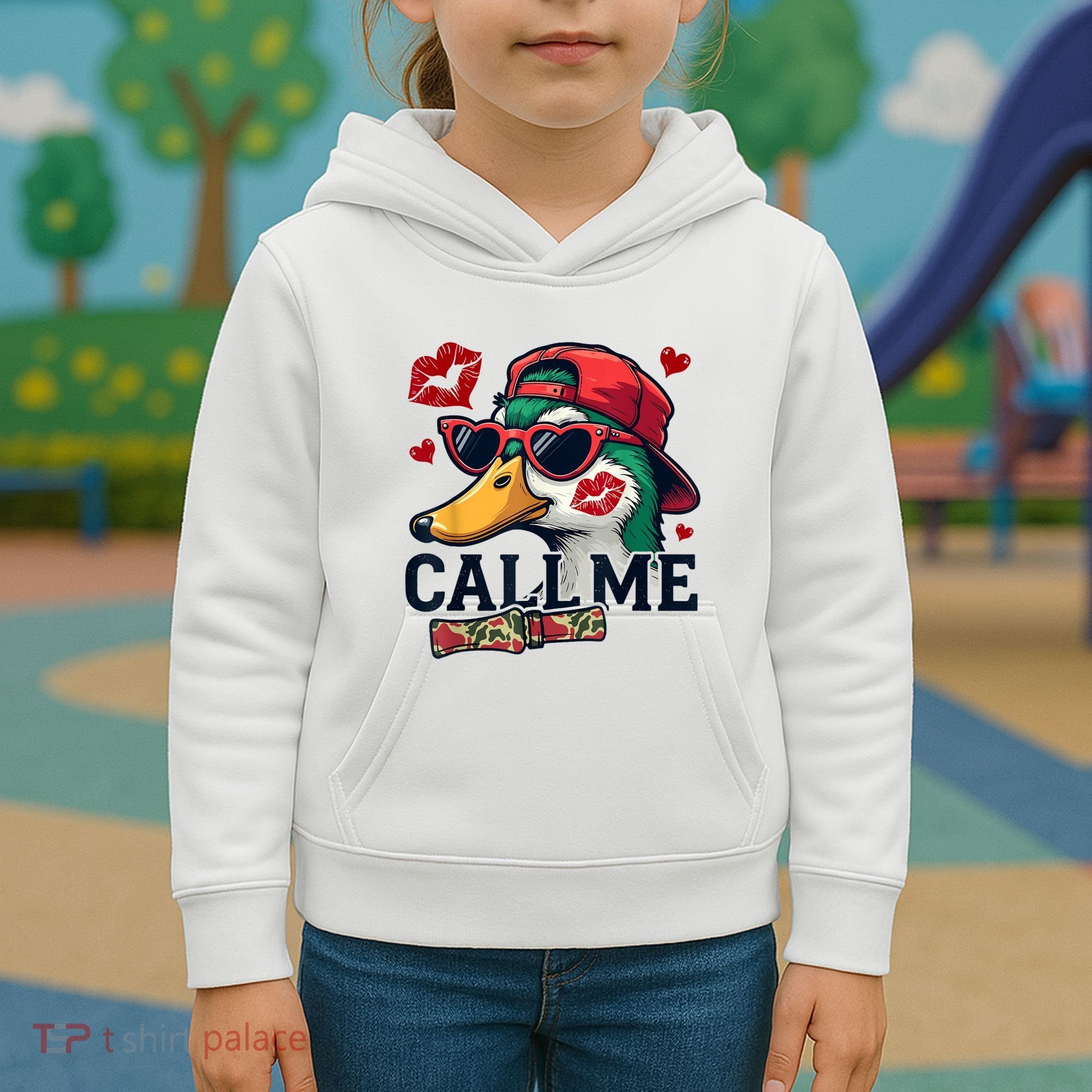 Call Me Valentines Duck Hunting Lover For Hunter Kids Hoodie