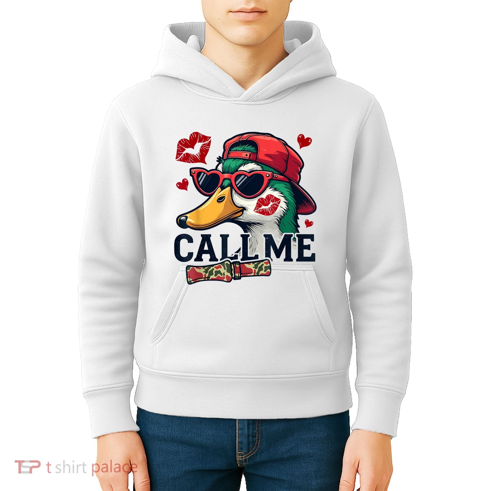 Call Me Valentines Duck Hunting Lover For Hunter Kids Hoodie