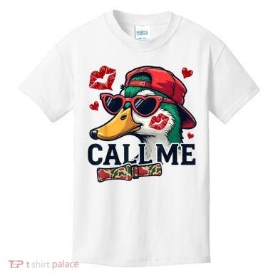 Call Me Valentines Duck Hunting Lover For Hunter Kids T-Shirt