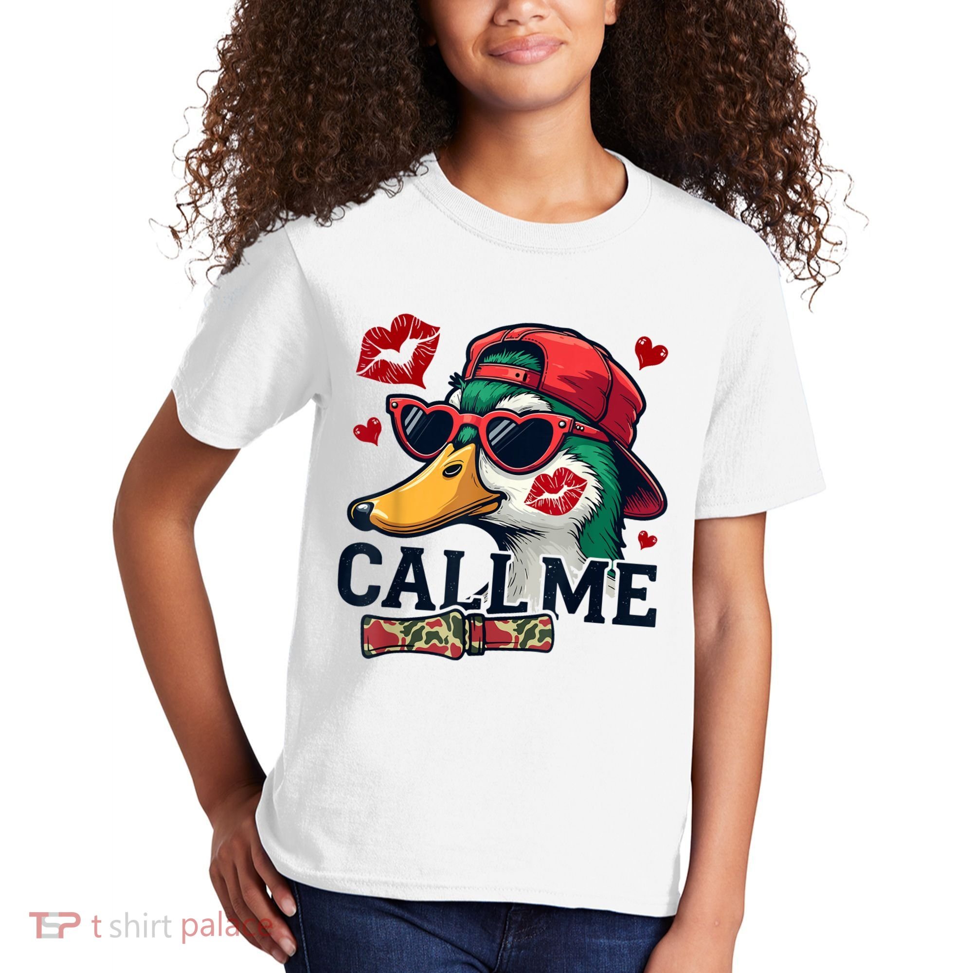 Call Me Valentines Duck Hunting Lover For Hunter Kids T-Shirt