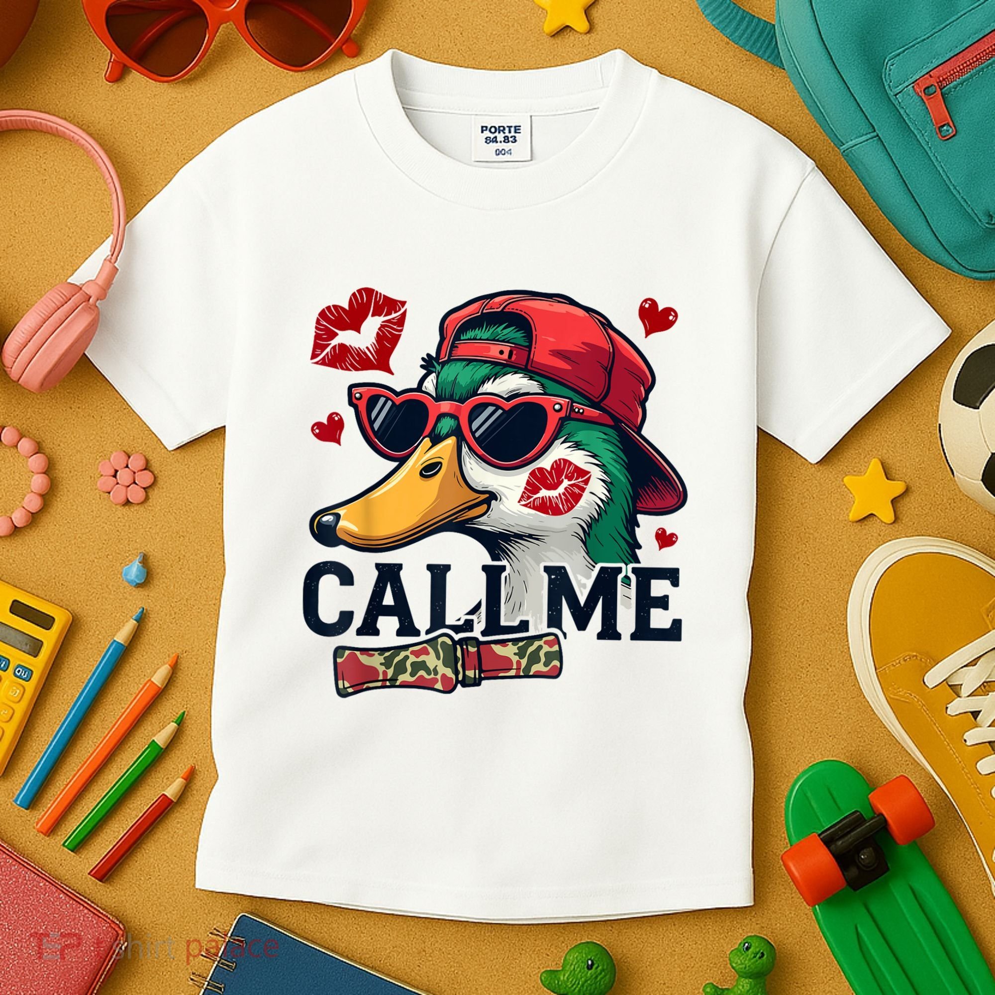 Call Me Valentines Duck Hunting Lover For Hunter Kids T-Shirt