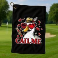 Call Me Valentines Duck Hunting Lover For Hunter Golf Towel thumb 1