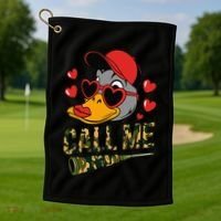Call Me Valentines Duck Hunting Lover For Hunter Golf Towel thumb 1