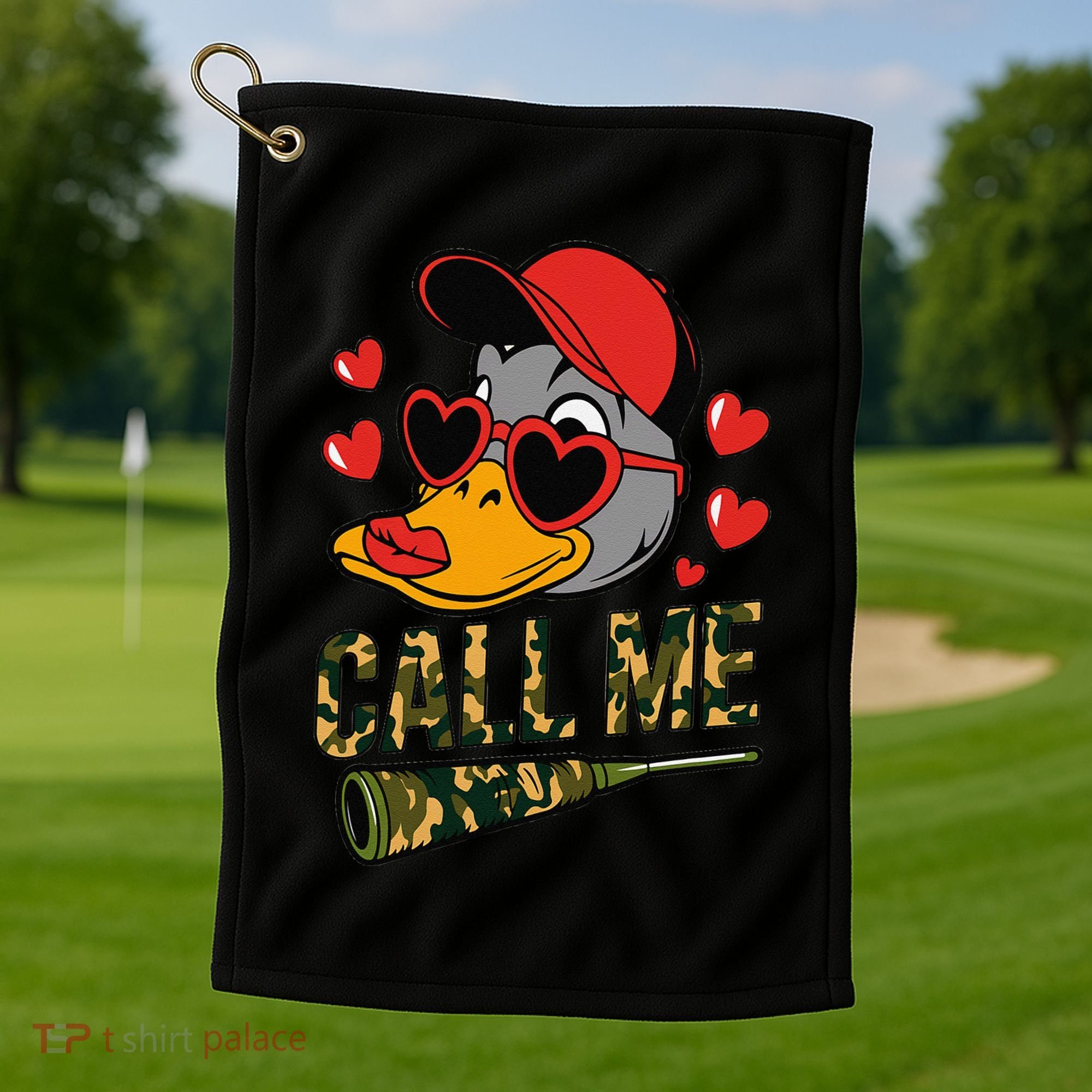 Call Me Valentines Duck Hunting Lover For Hunter Golf Towel