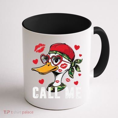 Call Me Valentines Duck Hunting Lover For Hunter Coffee Mug back
