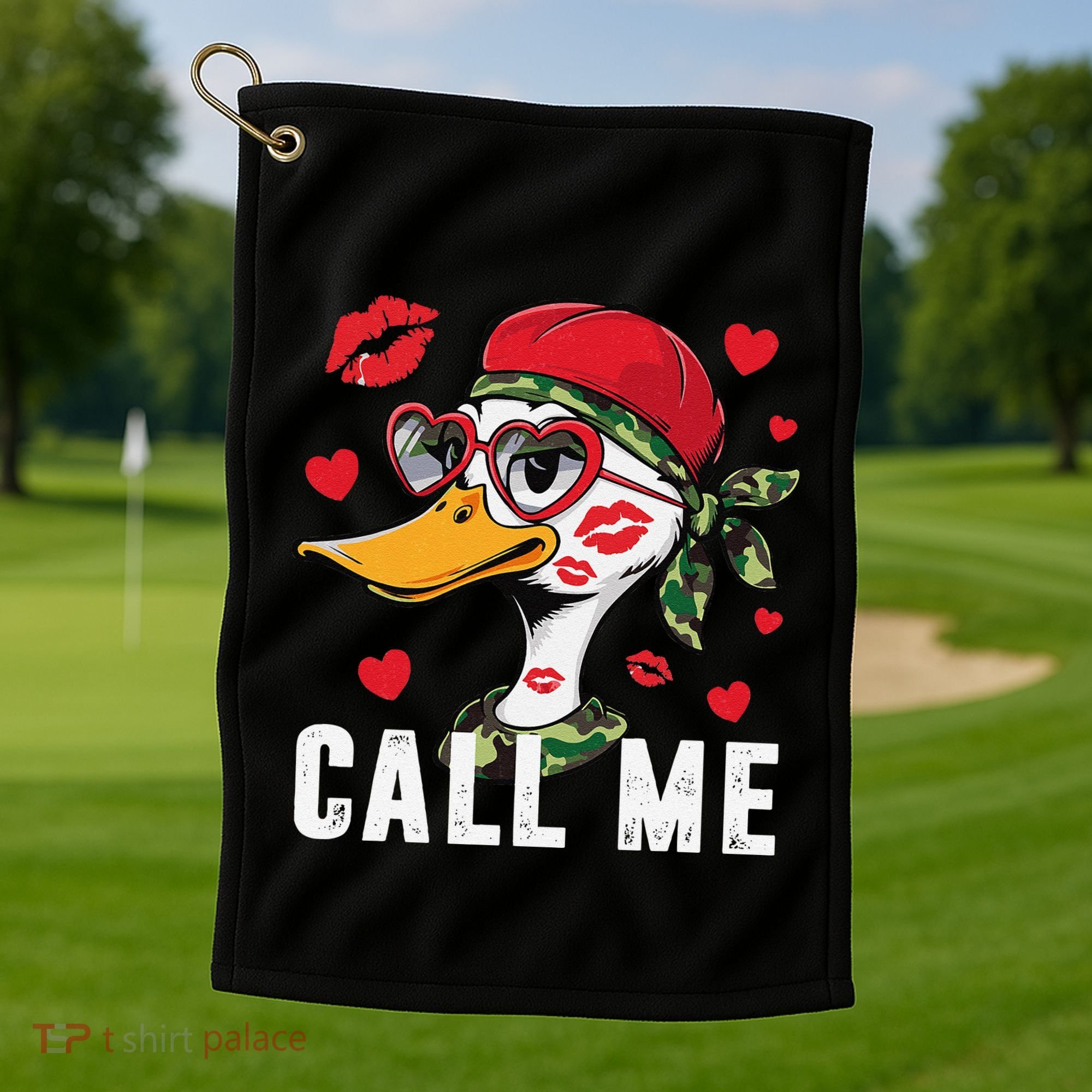Call Me Valentines Duck Hunting Lover For Hunter Golf Towel