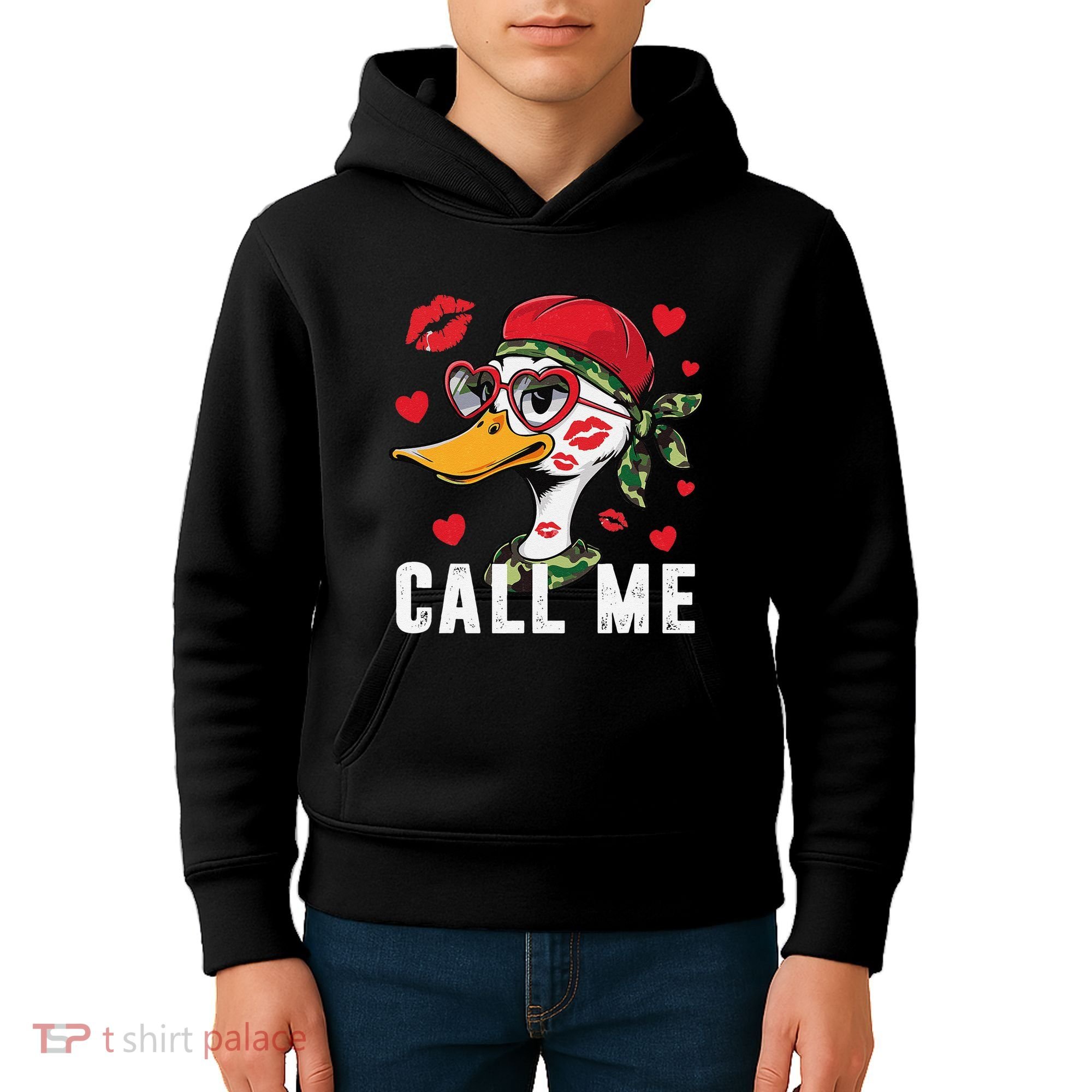 Call Me Valentines Duck Hunting Lover For Hunter Kids Hoodie