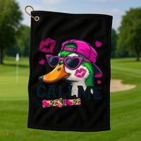 Call Me Valentines Duck Hunting Lover For Hunter Golf Towel thumb 1