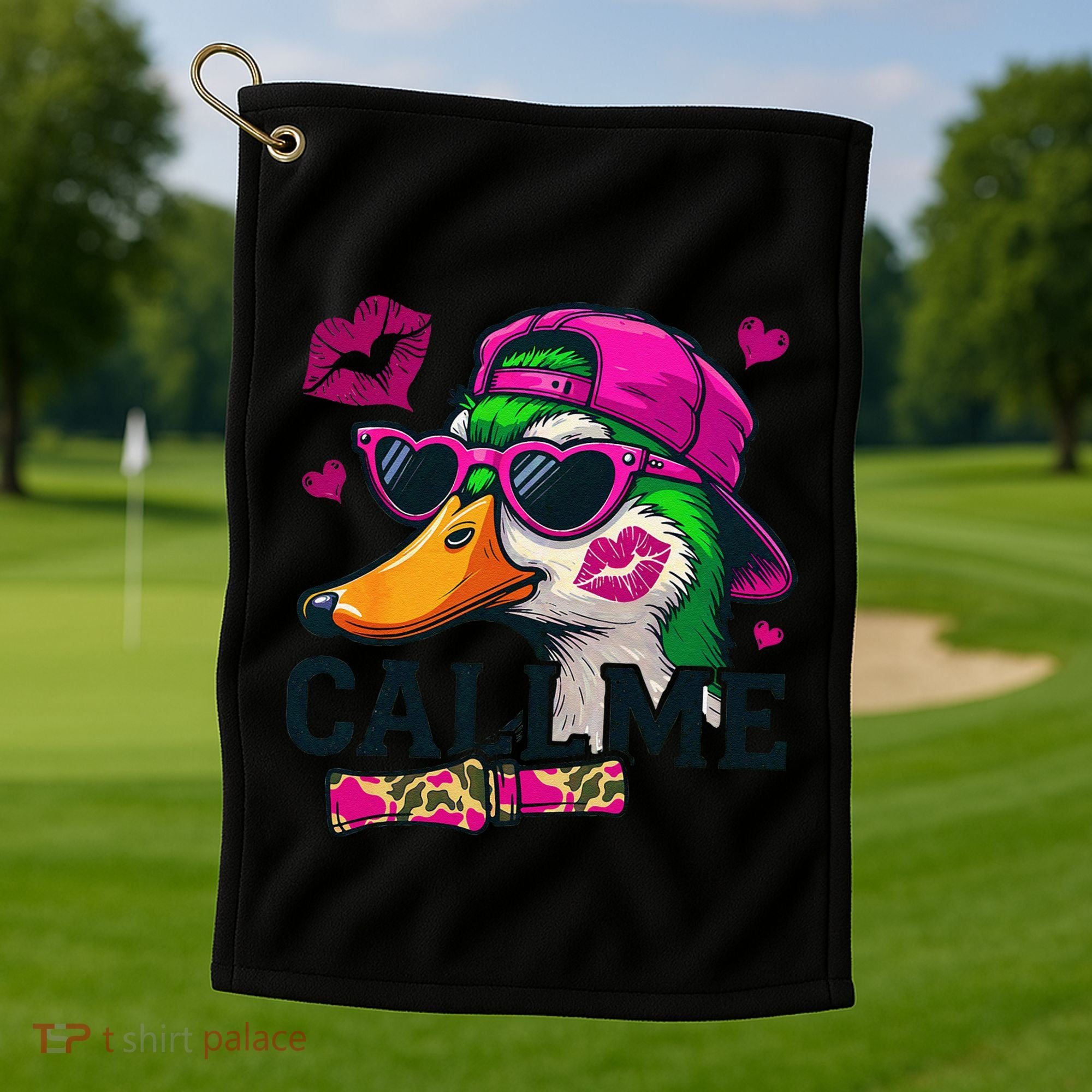 Call Me Valentines Duck Hunting Lover For Hunter Golf Towel