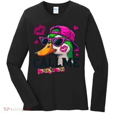 Call Me Valentines Duck Hunting Lover For Hunter Women's Long Sleeve Shirt