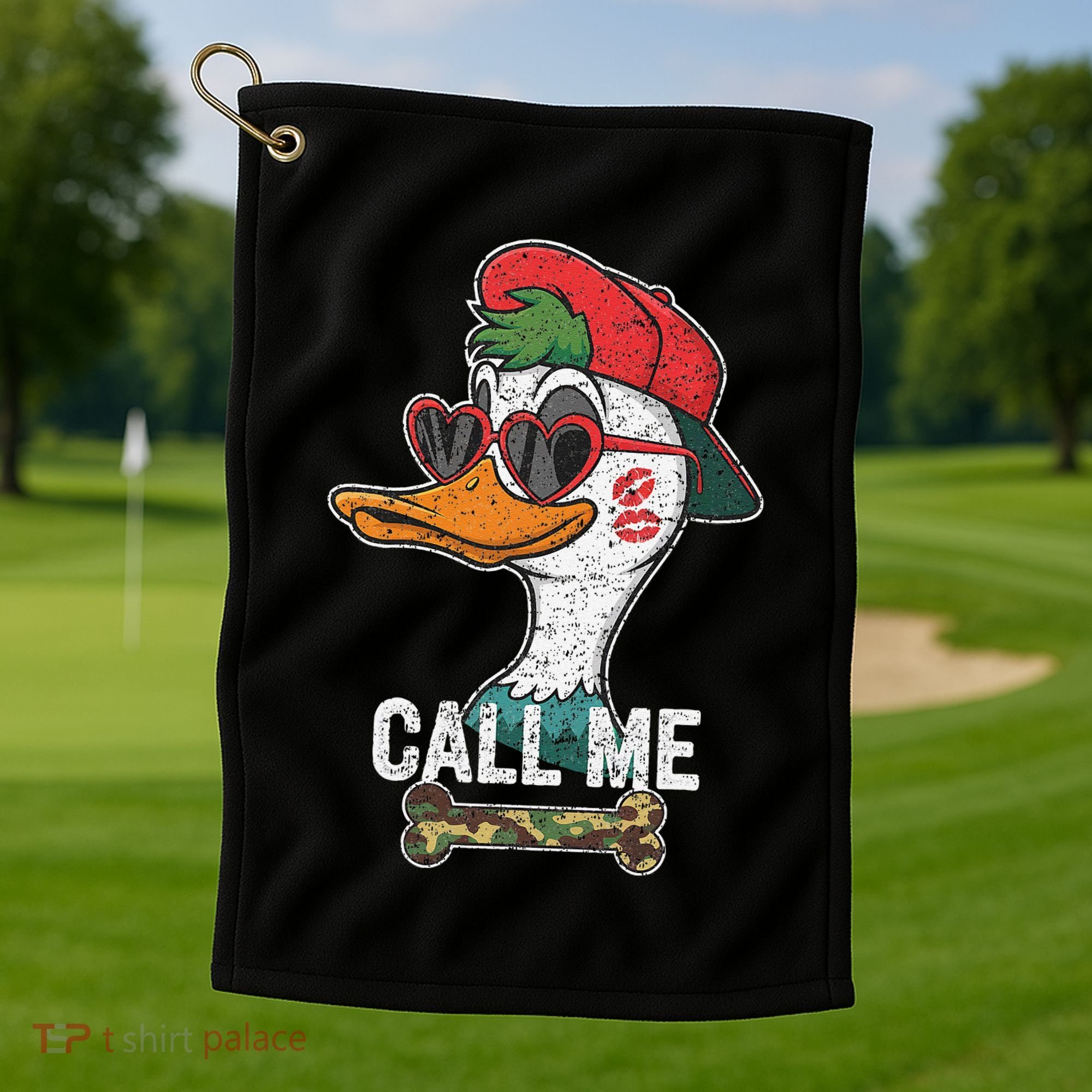 Call Me Valentines Duck Hunting Lover For Hunter Golf Towel