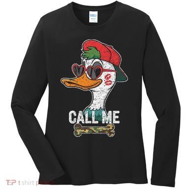 Call Me Valentines Duck Hunting Lover For Hunter Women's Long Sleeve Shirt