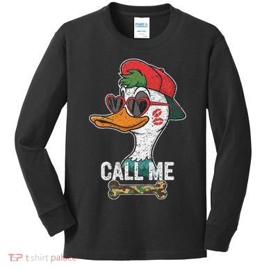 Call Me Valentines Duck Hunting Lover For Hunter Kids Long Sleeve Shirt