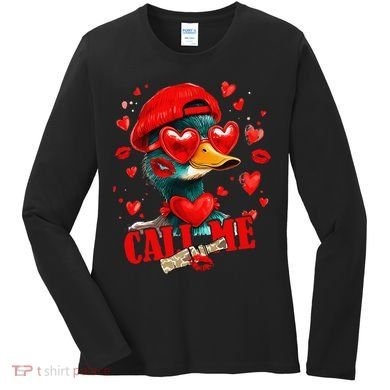 Call Me Valentines Duck Hunting Lover For Hunter Women's Long Sleeve Shirt