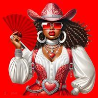 Cowgirl Melanin Western Country  Santa Hat thumb 1