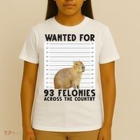 Capybara Mugshot Wanted For 93 Felonies Across The Country T-Shirt thumb 4