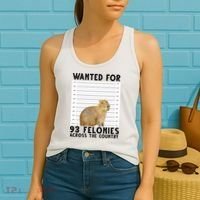 Capybara Mugshot Wanted For 93 Felonies Across The Country Women's Tank Top thumb 2
