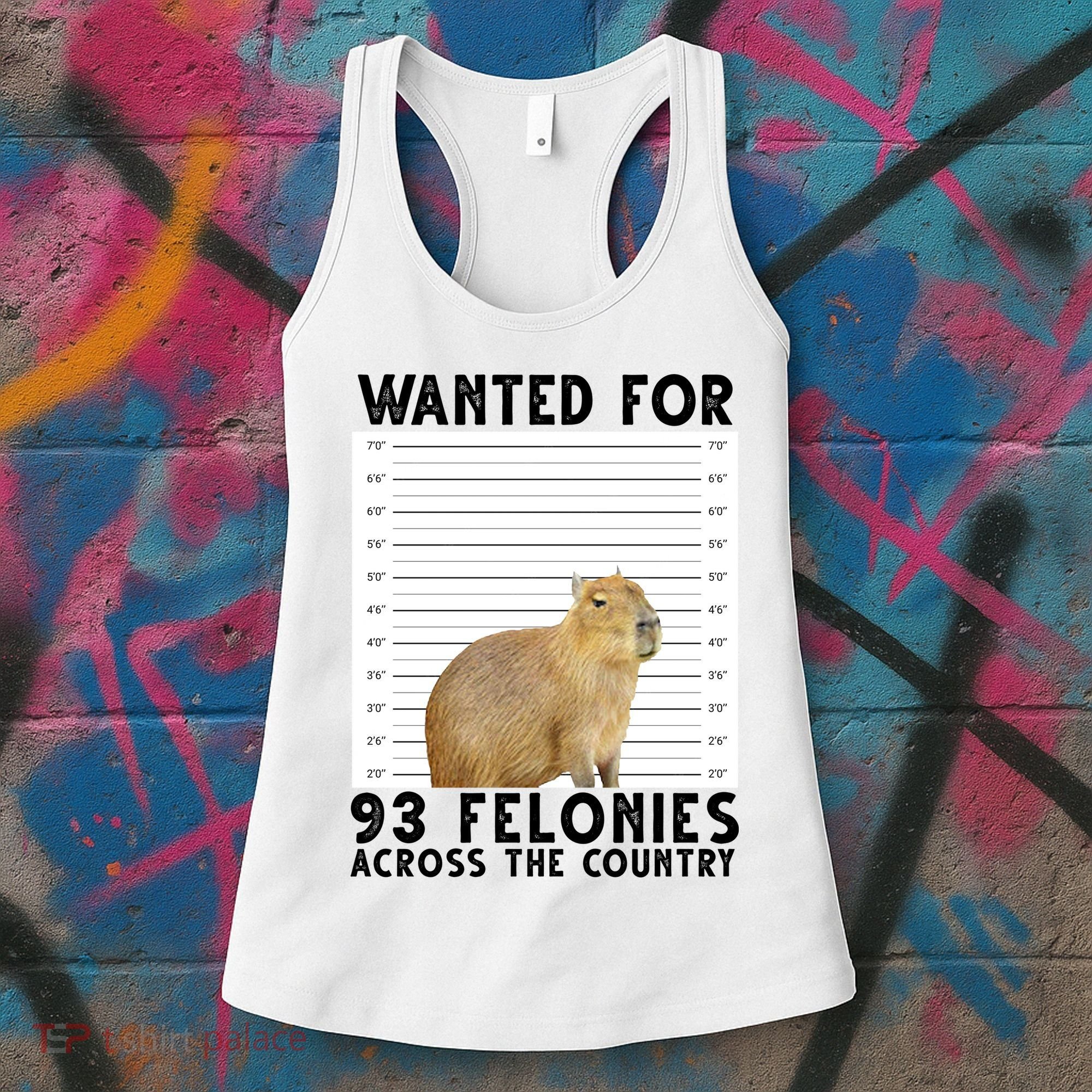 Capybara Mugshot Wanted For 93 Felonies Across The Country Women's Tank Top