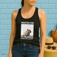 Capybara Mugshot Wanted For 93 Felonies Across The Country Women's Tank Top thumb 2