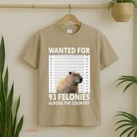 Capybara Mugshot Wanted For 93 Felonies Across The Country T-Shirt thumb 2