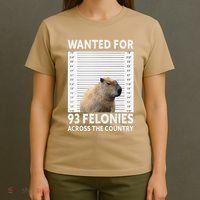 Capybara Mugshot Wanted For 93 Felonies Across The Country T-Shirt thumb 4