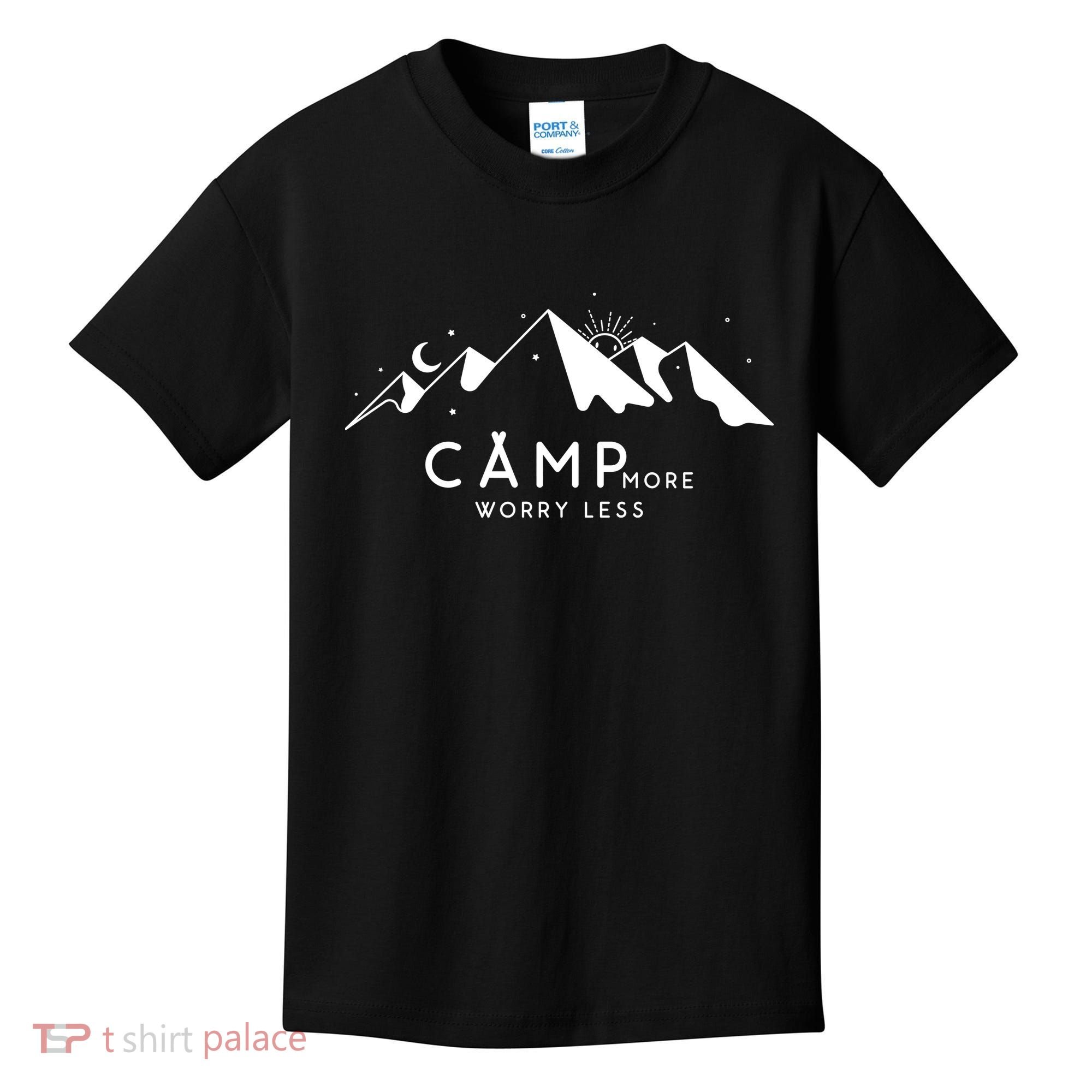 Camp More Worry Less Mountain Nature Kids T-Shirt