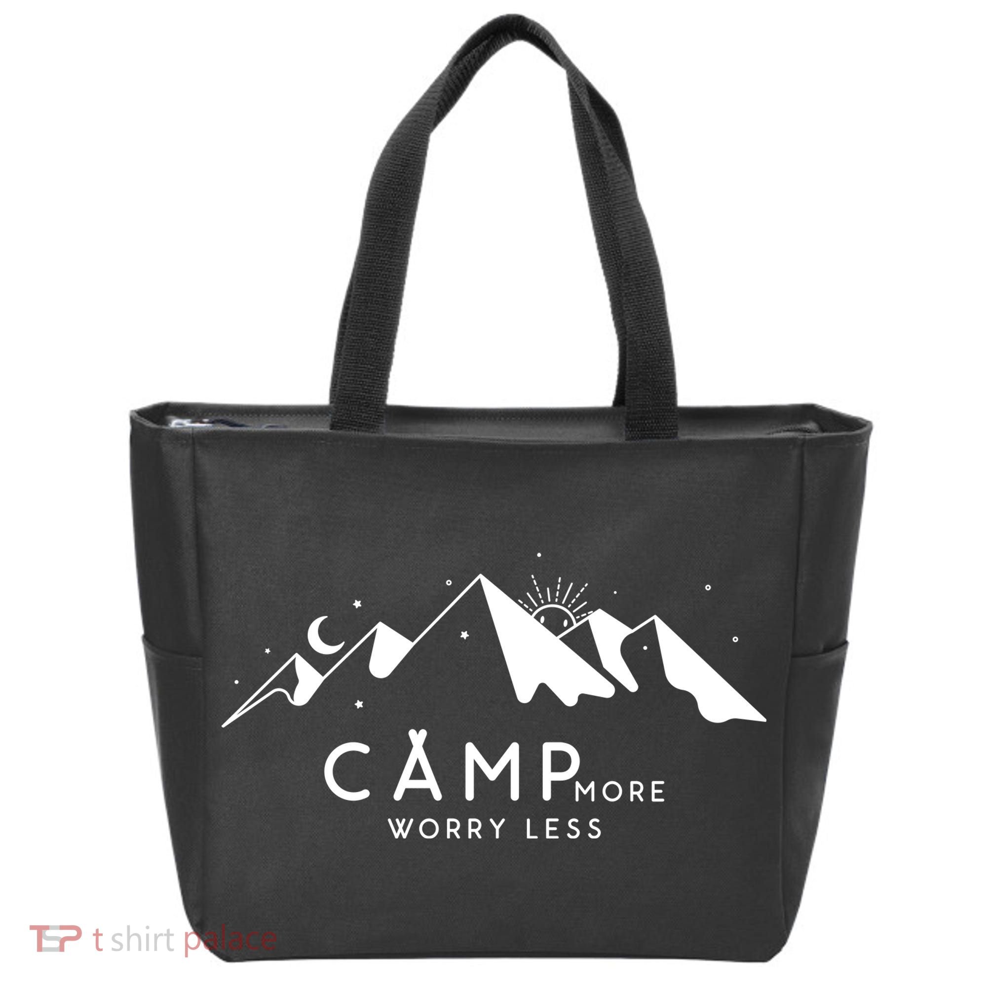 Camp More Worry Less Mountain Nature Tote Bag