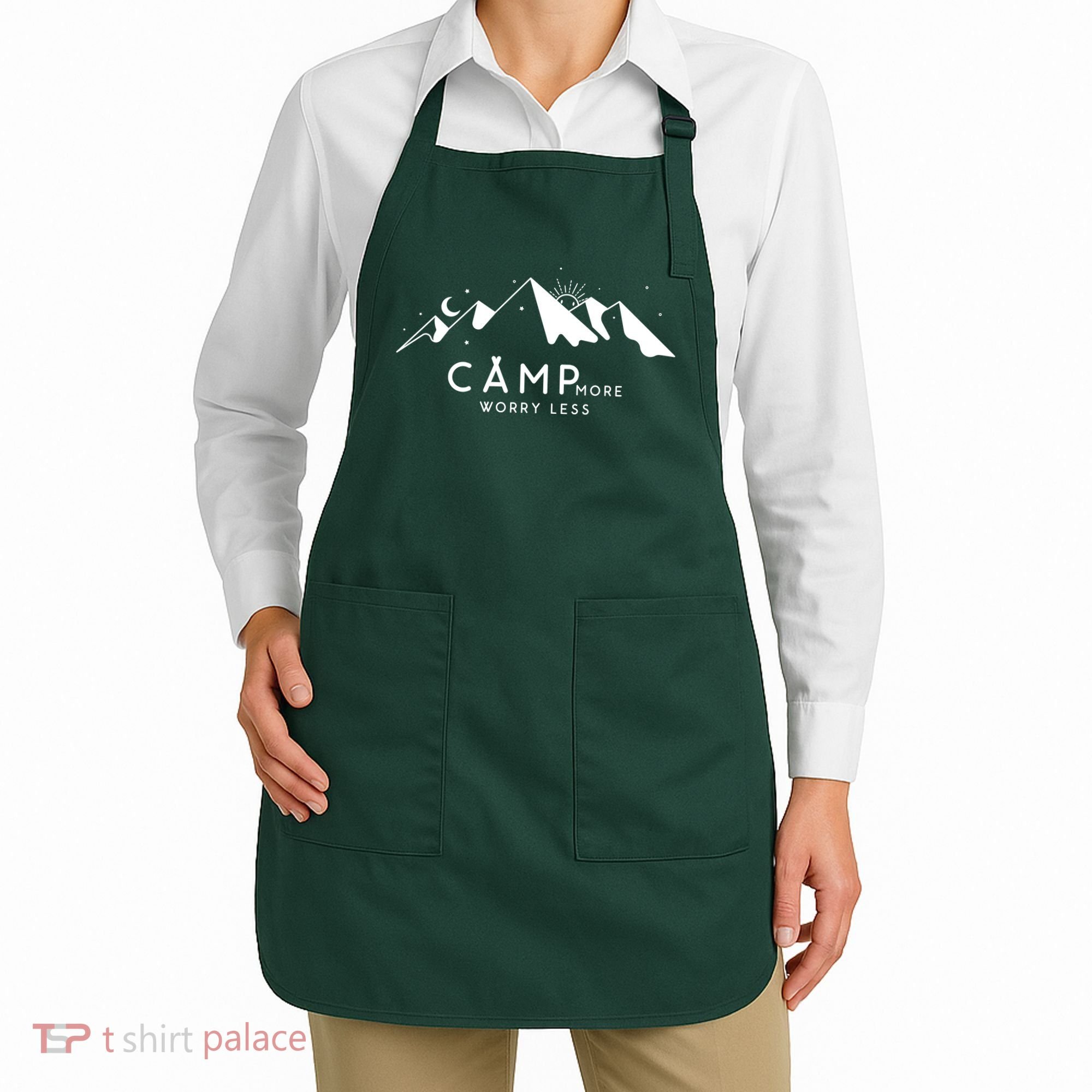Camp More Worry Less Mountain Nature Apron