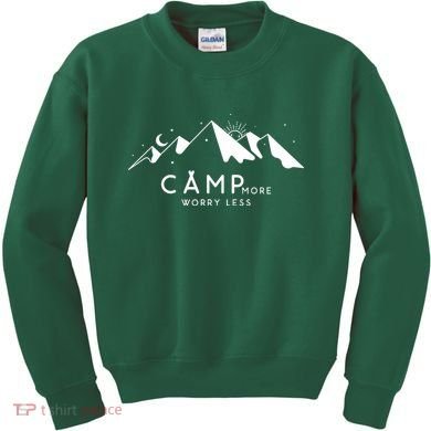 Camp More Worry Less Mountain Nature Kids Sweatshirt