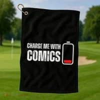 Charge Me With Comics Funny Comic Lover Golf Towel thumb 1