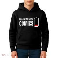 Charge Me With Comics Funny Comic Lover Kids Hoodie thumb 4