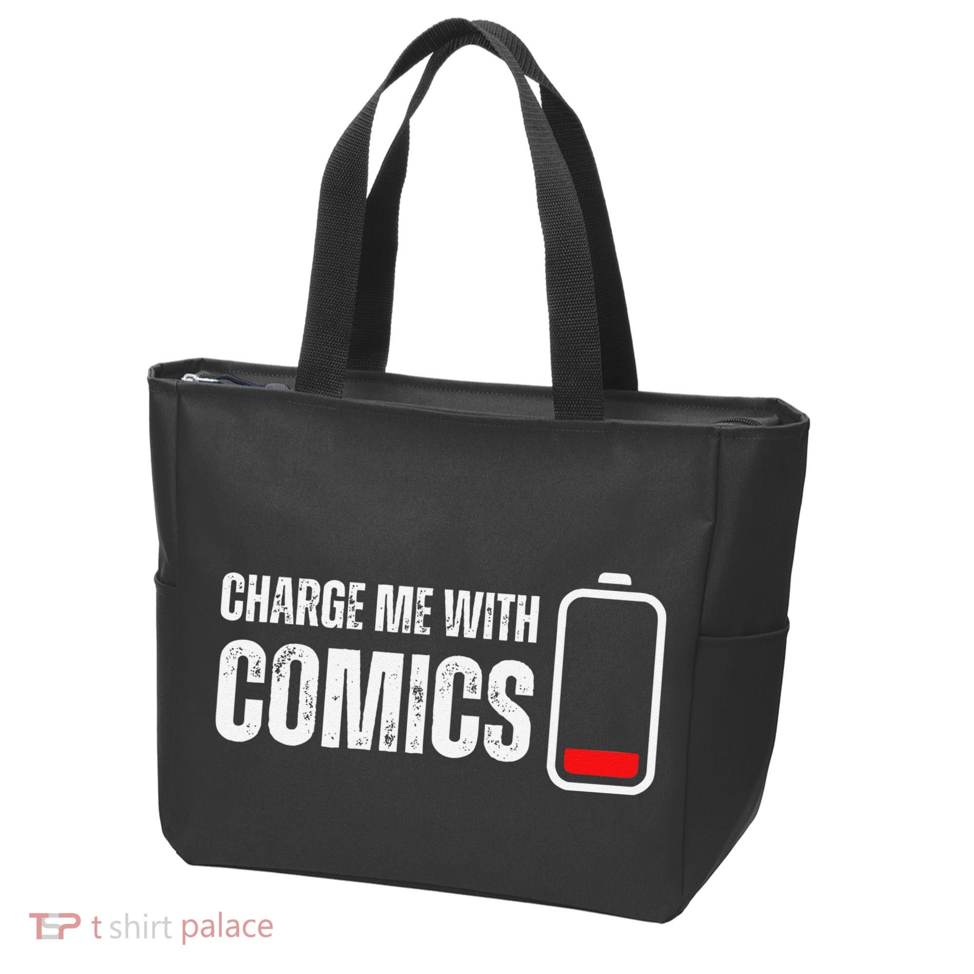 Charge Me With Comics Funny Comic Lover Tote Bag