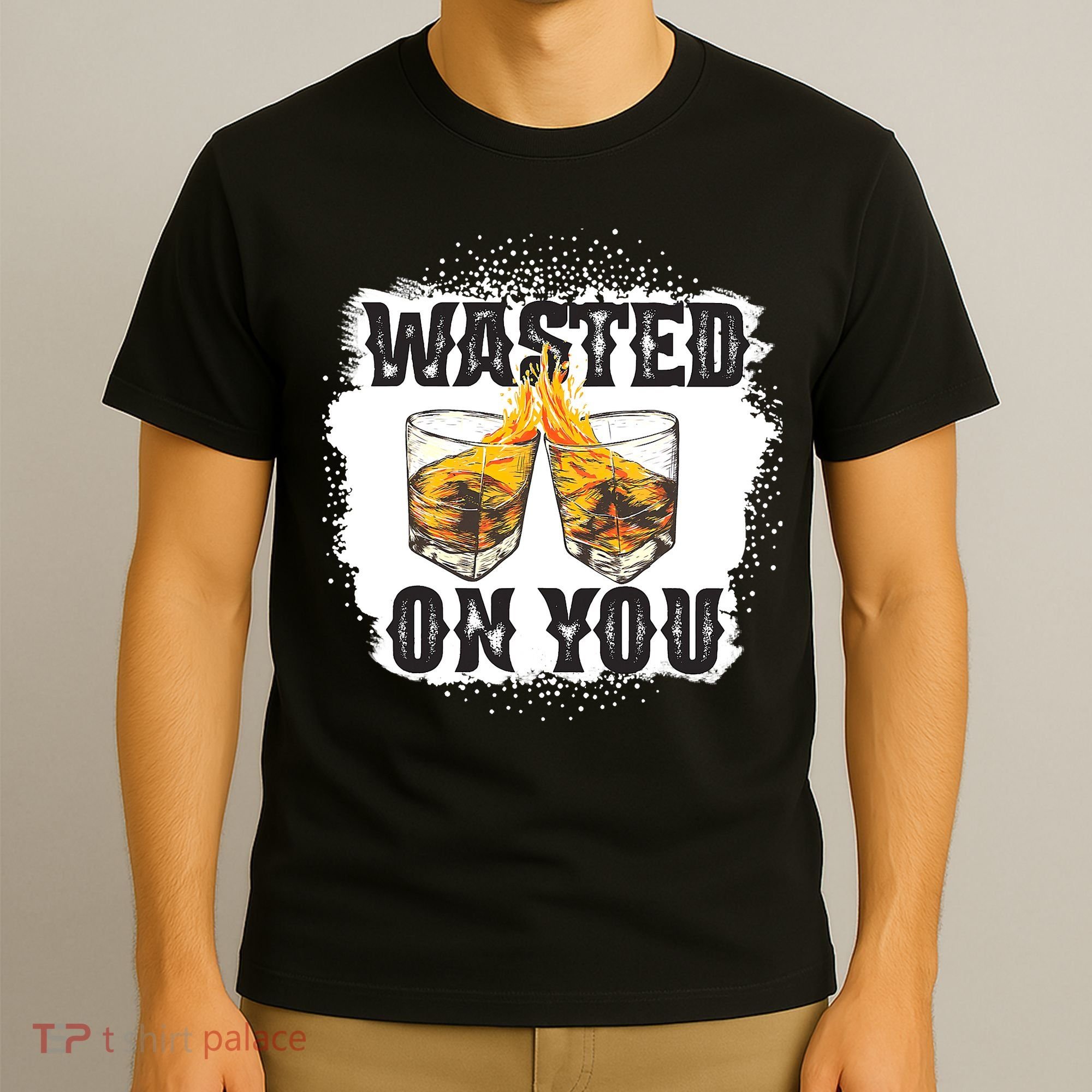 Country Music Western Whiskey Bleached Cowboy T-Shirt