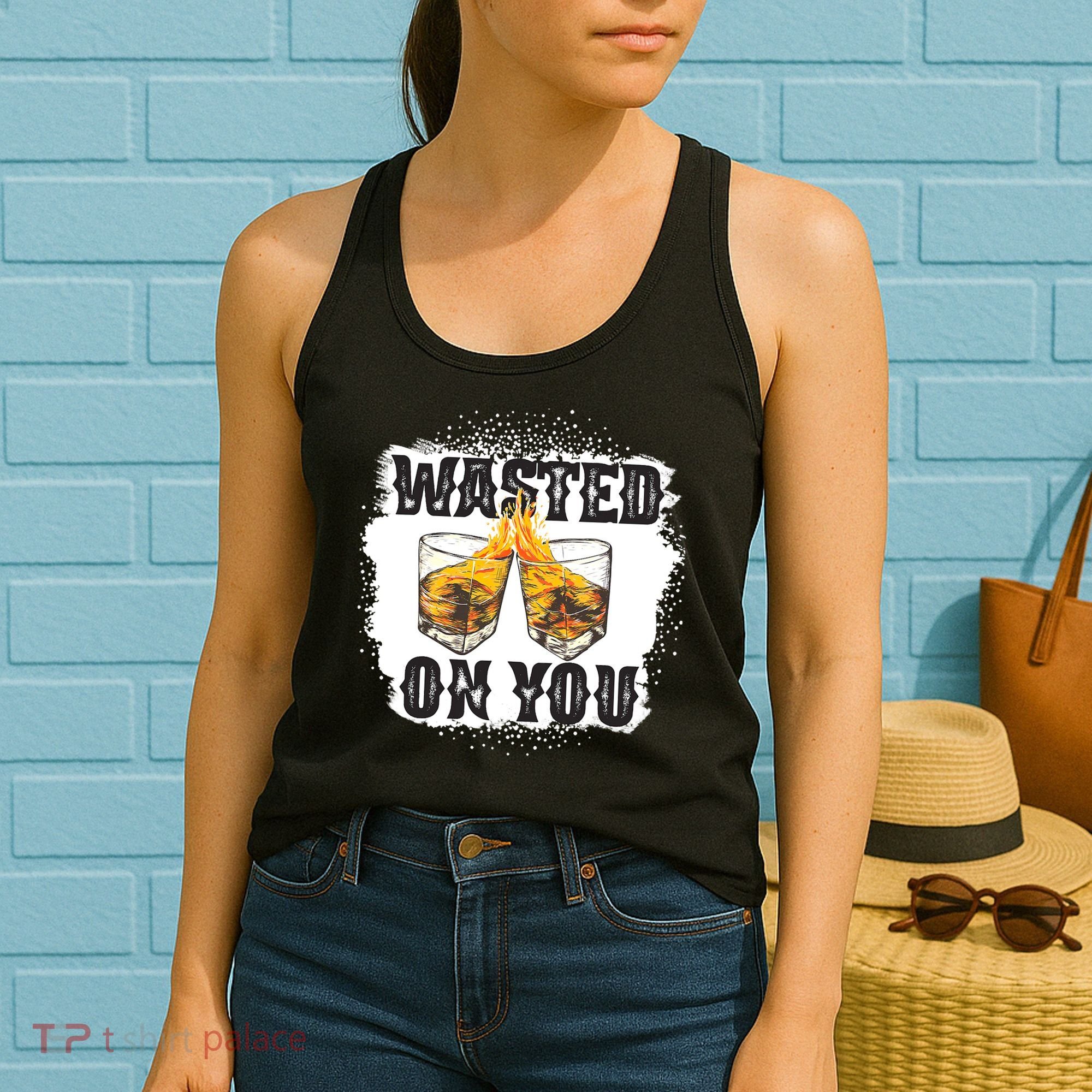 Country Music Western Whiskey Bleached Cowboy Women's Tank Top