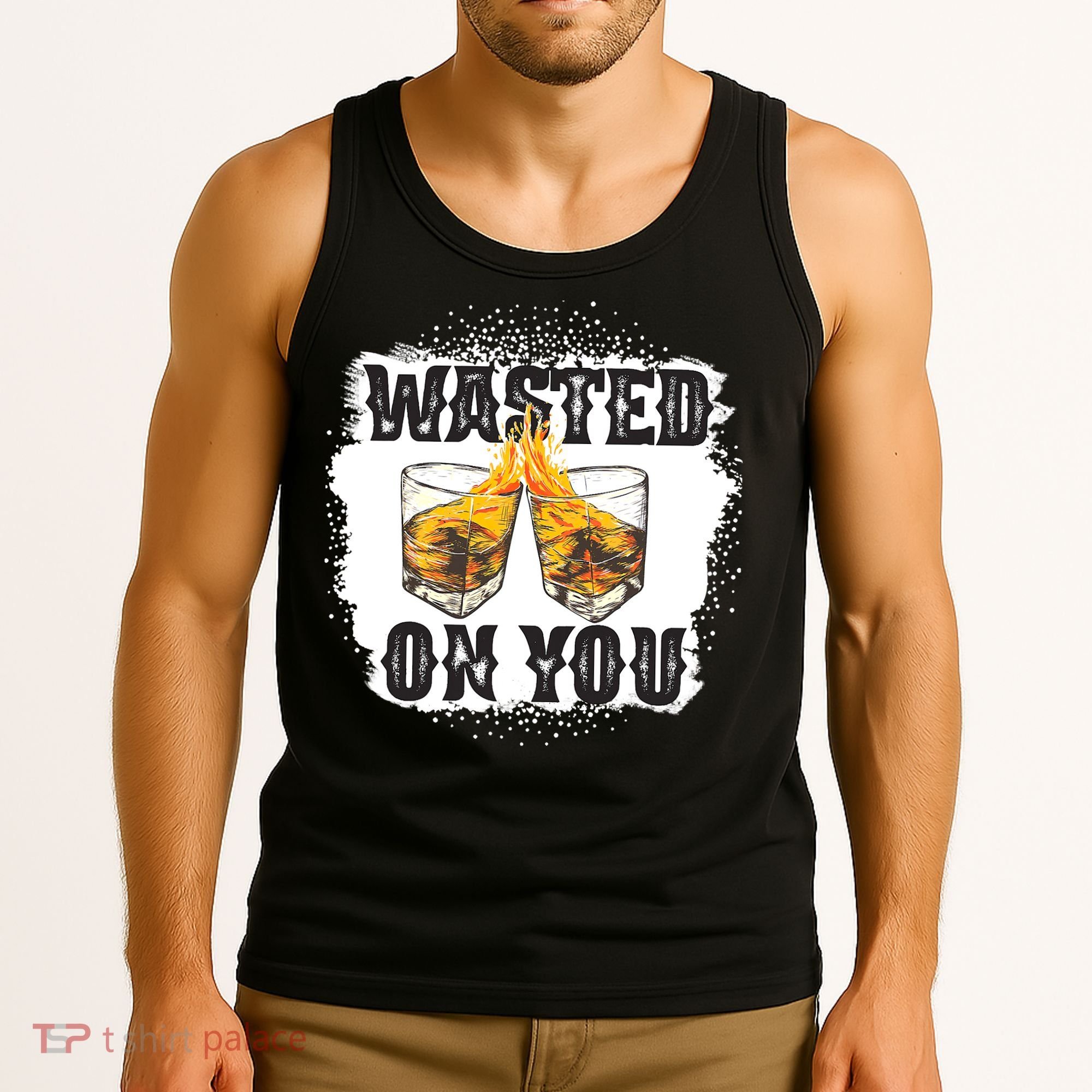 Country Music Western Whiskey Bleached Cowboy Tank Top