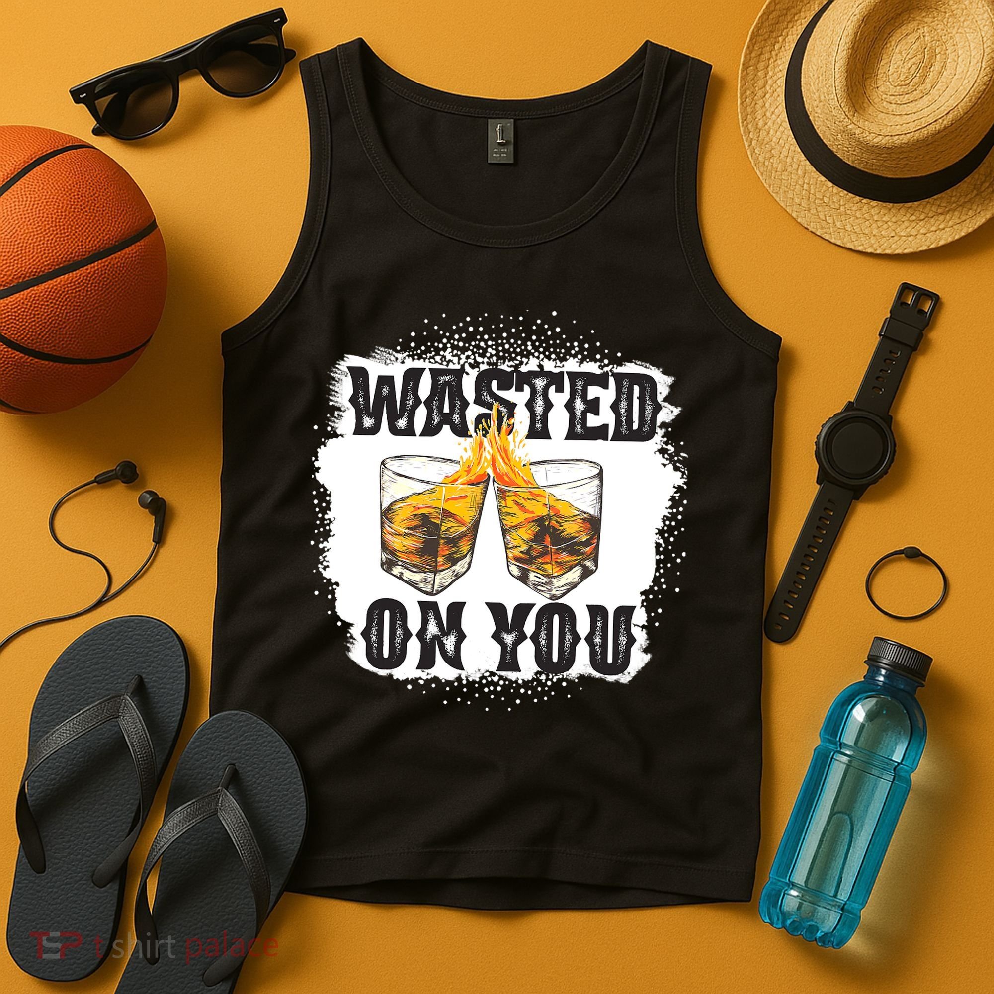 Country Music Western Whiskey Bleached Cowboy Tank Top