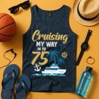 Cruising My Way Into 75th Birthday Cruise 75 Years Old Tank Top thumb 4